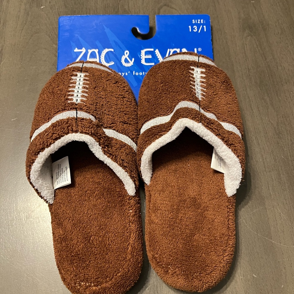 Zac & Evan boys plush sports slippers